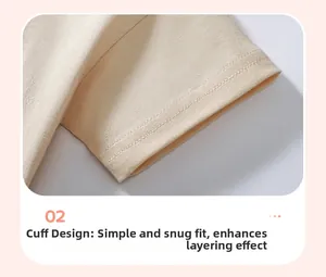 Detail view of cotton cuff design with professional double-needle stitching on kids' top