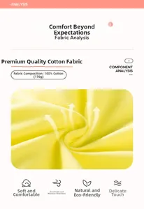 Detail of 170g 100% cotton fabric showing yellow knit texture and breathable analysis