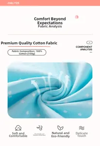 Close-up of 100% cotton fabric with white star pattern on sky blue for girl's dress