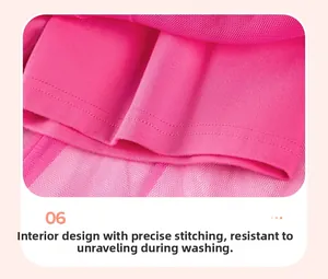 Detail of soft pink tulle mesh layered with skin-friendly knit lining and reinforced seams