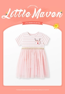 Details zum Mädchen Sommer Prinzessinnenkleid mit Rentier-Patch und rosa Tüllrock