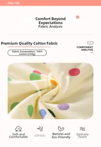 Détail du tissu 100% coton à pois colorés, matière légère de 150g pour robe