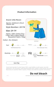 Tableau des tailles pour ensemble coton garçon avec t-shirt crocodile et short