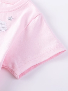 Robe de princesse rose en coton pour filles avec étoiles et nuage en paillettes