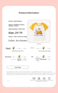 Détail d'un t-shirt en coton pour garçons avec imprimé pelleteuse et manches jaunes
