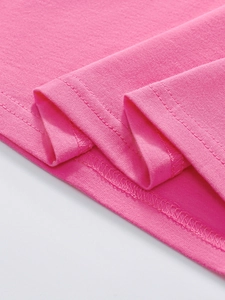 Robe d'été rose pour filles en coton avec ourlet à double aiguille de haute qualité en maille