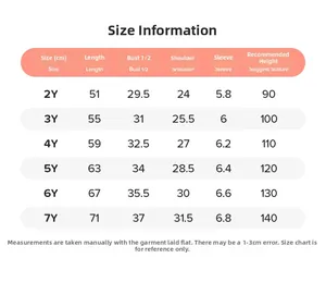 Tableau des tailles détaillé pour robe d'été fille avec guide des mesures complètes