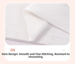 Détail de l'ourlet à double couture et texture coton sur t-shirt pour enfants