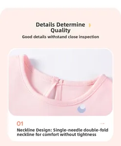 Détail du haut rose pour bébé fille montrant l'encolure en goutte et la couture précise