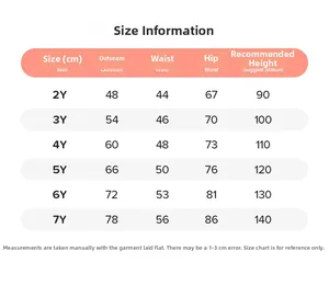 Detailed size chart for girls' autumn leggings ranging from 2Y to 7Y with height guides