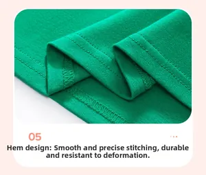 Detail of green knit dress hem featuring durable double-needle stitching and texture
