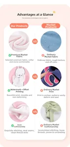 Close-up comparison of high-quality pink rabbit print fabric versus poor quality material