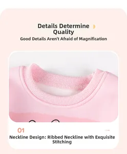 Detail of pink cotton knit rib neckline with high-quality stitching on toddler top