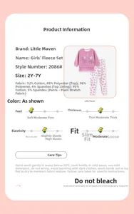 Detailspezifikationen für Mädchen-Fleece-Set mit Maus-Sweatshirt und Blumenhose