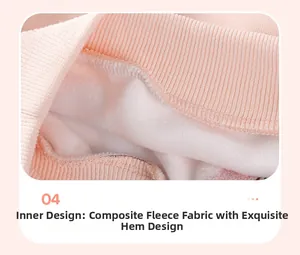 Détails de la doublure polaire et de l'ourlet côtelé sur un sweat thermique pour filles