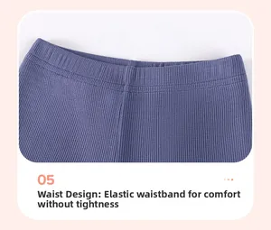 Détail du pantalon en maille côtelée pour fille avec taille élastique large et confortable