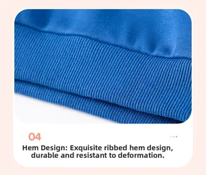 Detail view of the ribbed hem on dark blue autumn children's wear showing knit texture