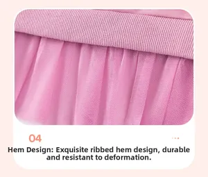 Detail von rosa Rippstricksaum und mehrlagigem Tüllrock für Mädchen-Winterset