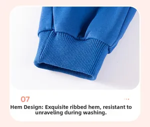 Detailed view of elastic ribbed cuffs on royal blue toddler knit pants with durable seams
