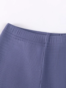 Pantalon en maille côtelée bleu-gris pour fille avec taille élastique pour l'automne