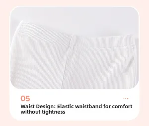 Détail du tissu côtelé blanc avec taille élastique pour vêtements confortables d'enfants