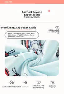 Dettaglio del tessuto 100% cotone azzurro con stampa di aerei e trama in jersey