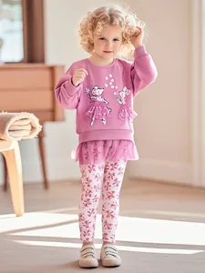 Little Maven Kleinkinder Mädchen Fleece Gefüttert Kleidung Set Cartoon Ballett Maus Rosa Langarm Top Und Schleifen Hose Outfits