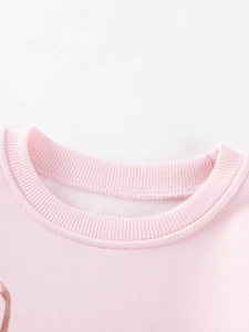 Haut à manches longues rose clair pour bambin avec col côtelé et doublure polaire