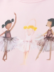 Sweat rose à manches longues avec illustration de petites filles dansant le ballet