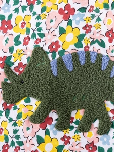 Robe en coton à fleurs pour fille avec patch dinosaure en chenille et motif floral