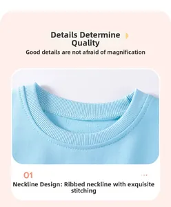 Close-up of light blue rib-knit neckline with reinforced stitching for kids' top