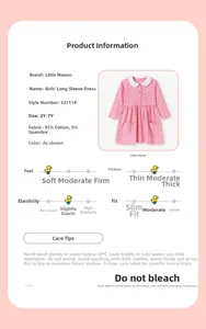 Mädchenkleid in Rosa mit Herzprint inklusive Größentabelle und Stoffdetails aus Baumwolle