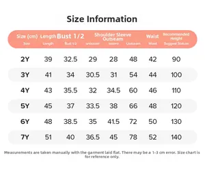 Tableau des tailles détaillé pour ensemble sweat à capuche et pantalon garçon 2Y-7Y