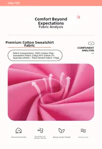 Detail of pink cotton knit fabric with 100% cotton top and 95% cotton spandex pants mix