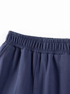 Pantalón deportivo azul marino de algodón para niños con cintura elástica y bolsillos