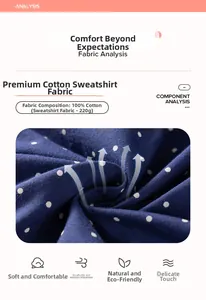 Dettaglio del tessuto 100% cotone a pois per felpa da bambina con peso di 220g
