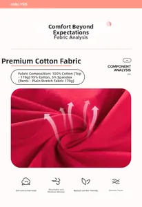 Détail du haut 100% coton rouge et du pantalon 95% coton 170g spandex textile