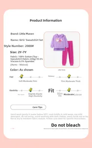 Detail view of cotton girls fairy set with fabric composition and size chart for 2Y-7Y