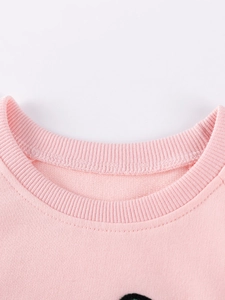 Sweat rose pour fille à col rond avec col côtelé durable et coutures de haute qualité