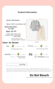Detail view of girls gray long sleeve sweatshirt with bear print and ribbed pants set
