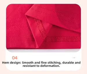 Vue détaillée de la couture double aiguille sur l'ourlet du vêtement en tricot rouge