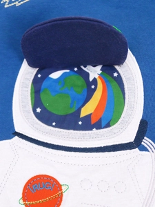 Boys navy blue sweatshirt with creative astronaut interactive embroidery and rug logo
