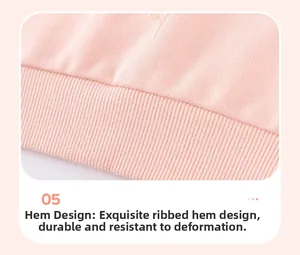 Detail of pink knitted hem with durable ribbed design for children autumn clothing