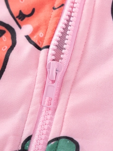 Sweat à capuche rose pour filles avec imprimé fraise et détail de fermeture éclair