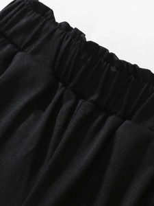 Sweat à capuche noir pour fille avec taille élastique et tissu en maille douce
