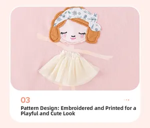 Detail van roze stof met cartoonmeisje en 3D-applicatie van witte mesh tule tutu-rok