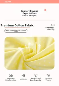 Détail du tissu 100% coton à pois jaunes montrant sa texture douce et son poids de 170g
