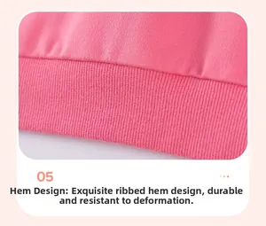 Detail of pink knitted ribbed hem on girls sweatshirt showing durable elastic texture