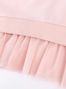 Roze sweatshirtjurk voor meisjes met gelaagde tule zoom en gebreide details