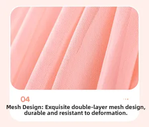 Détail du tissu en maille rose double couche avec plis fins pour robes d'enfants